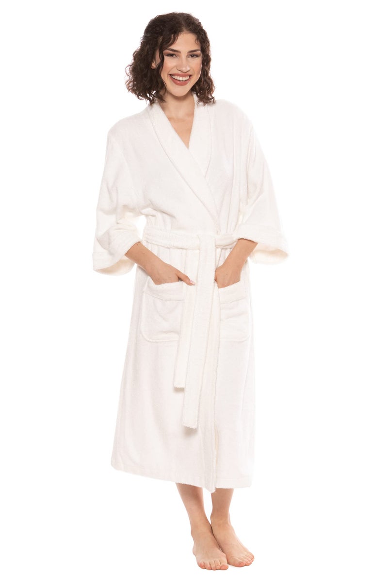 TexereSilk Women's Luxury Terry Cloth Bathrobe - NEW & IMPROVED FABRIC (Natural White, 2X/3X) - Image 1